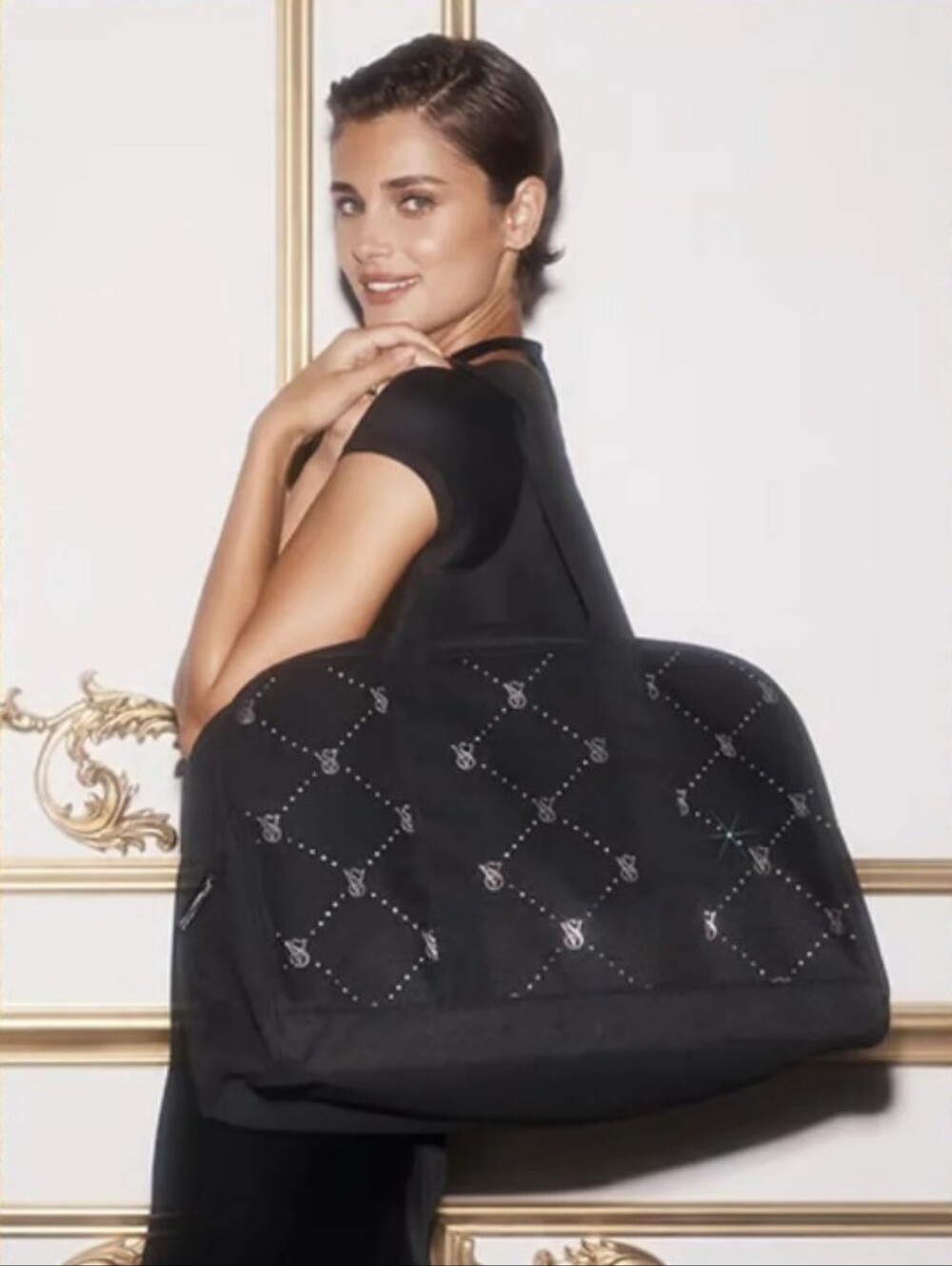 Victoria Secret-Diamante Shine Quilted Travel-Weekender Tote Bag (Black 🖤)